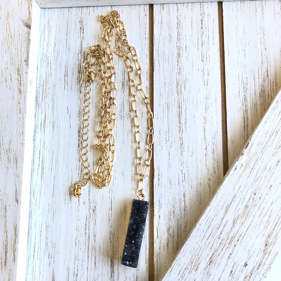 Salty Kiss Design Jewelry - Natural Black Druzy Stone Necklace